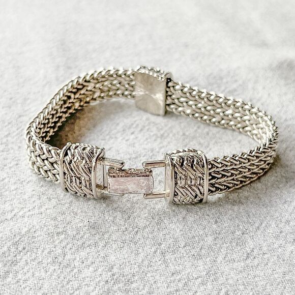 Vintage 1960s Napier Multi Chain Silver Tone Bracelet - Estate Costume Jewelry - Picture 3 of 10
